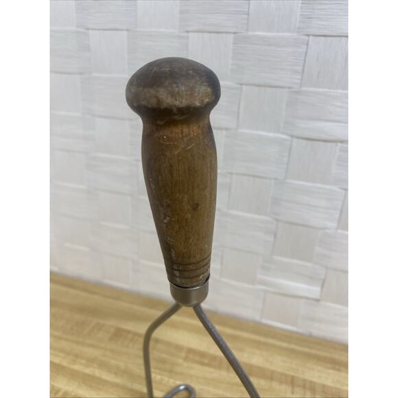 Vintage Wood Handle Stainless Steel Primitive Potato Masher Kitchen Utensil 9.5” - Picture 7 of 7